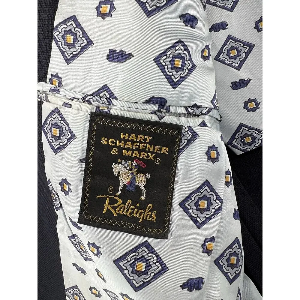 Hart Schaffner Marx Blazer 40R Jack Nicklaus Sports Coat Blue Knit Emblem‎ READ